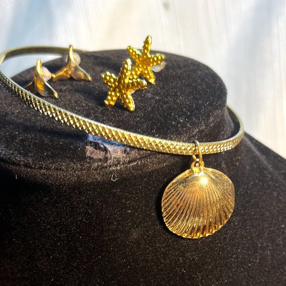 Lot 2 Bangles/2 Pair Earrings Summer Beach Set - Picture 7 of 8